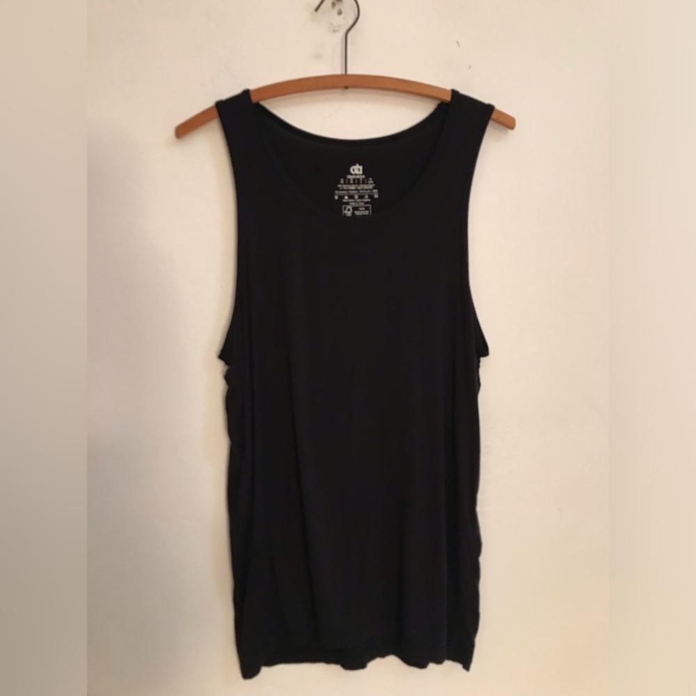 David Archy Tank Top Bamboo Rayon Undershirt Black Crew Neck Size M